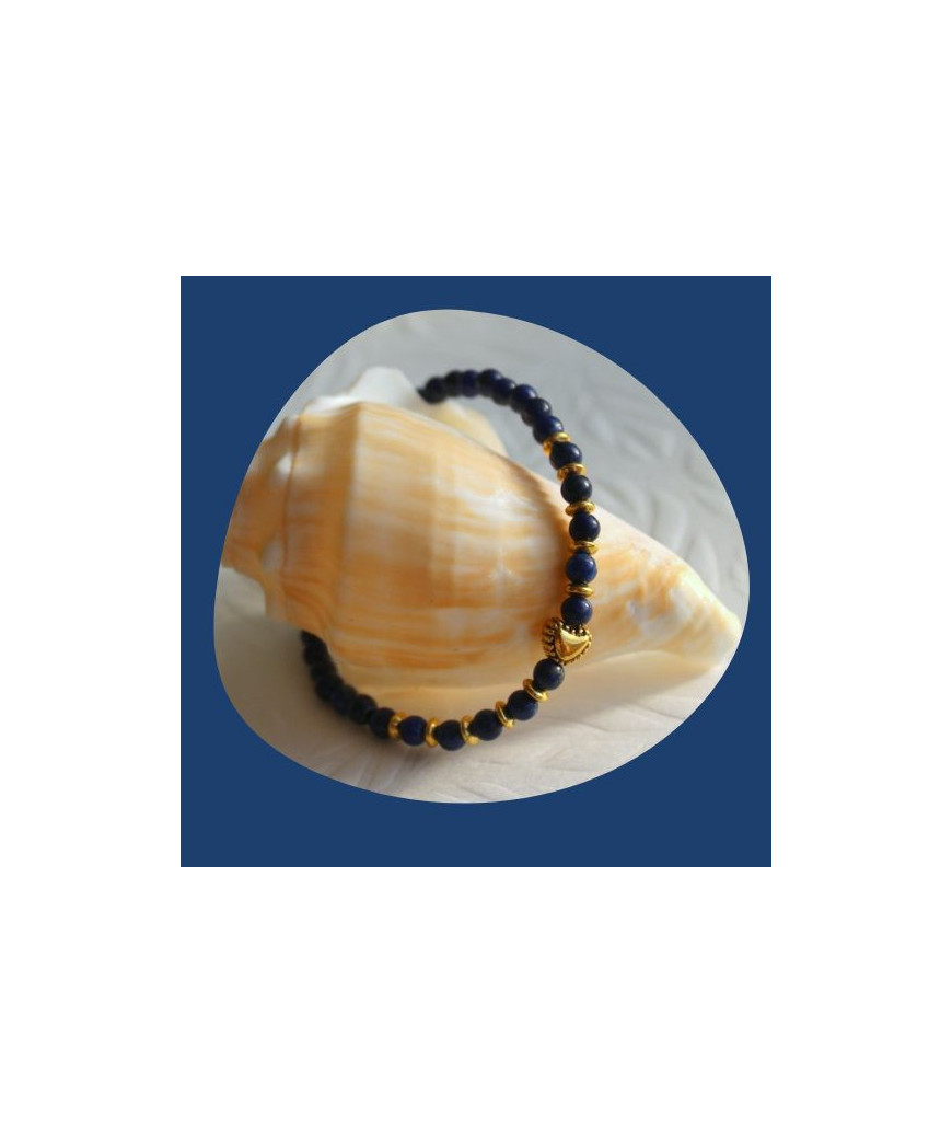 Bracelet Cœur en Lapis Lazuli