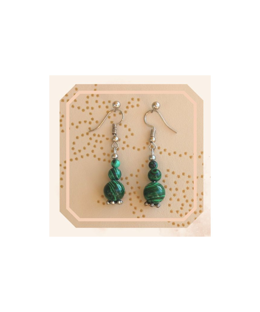 Boucles d'Oreilles Malachite