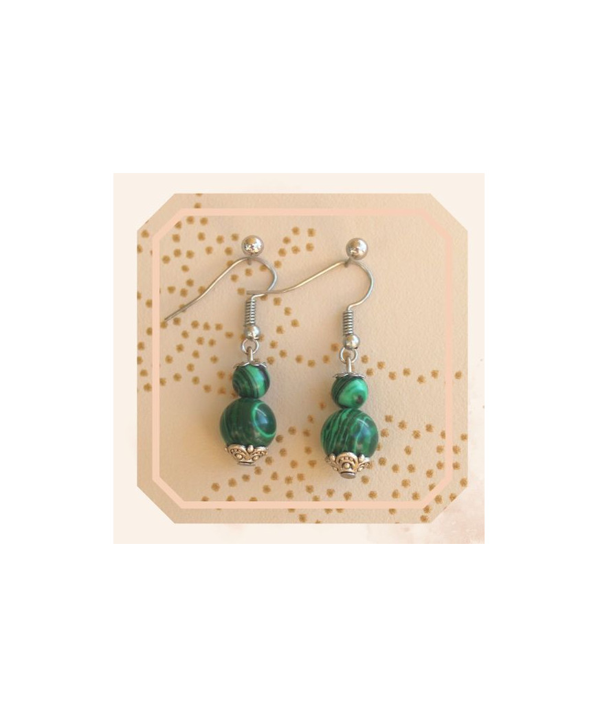 Boucles d'Oreilles Malachite