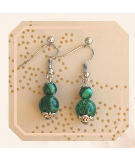 Boucles d'Oreilles Malachite