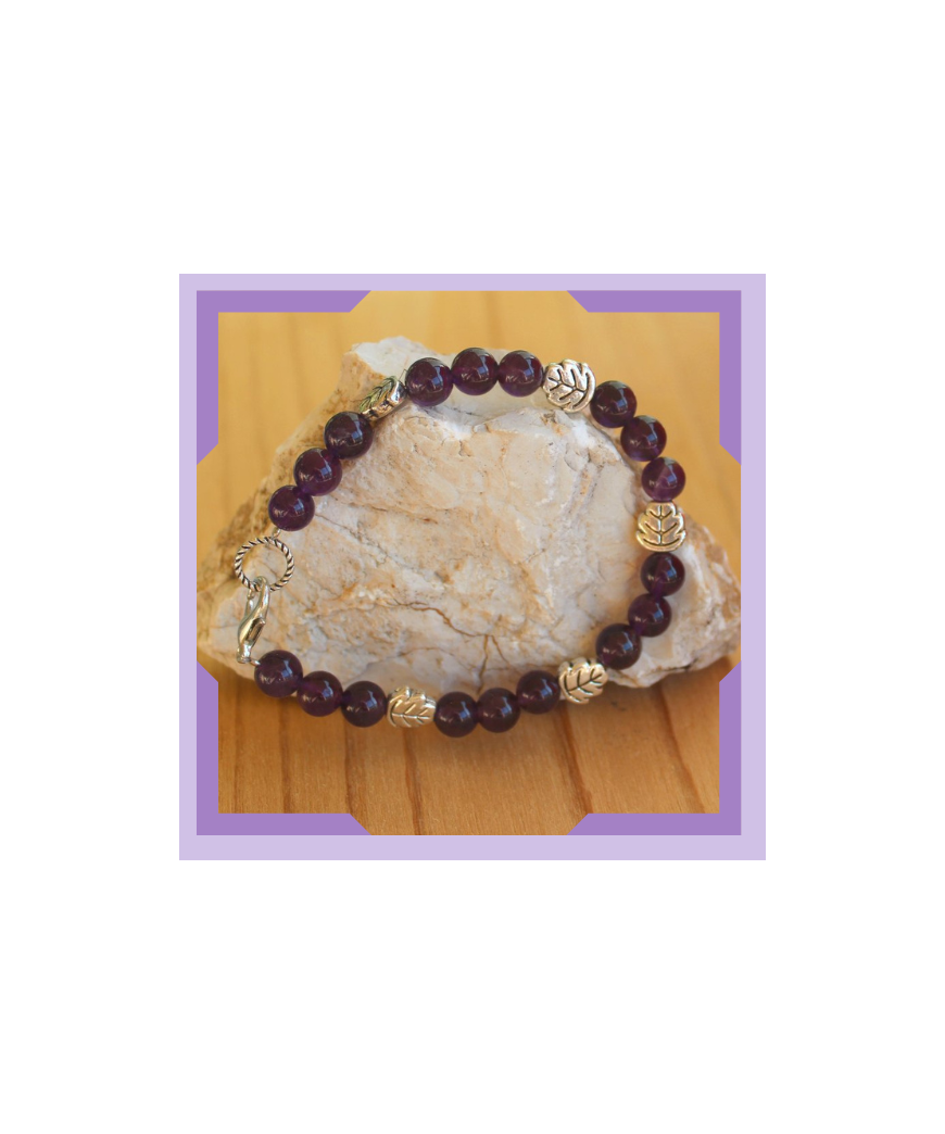 Bracelet Améthyste Feuilles