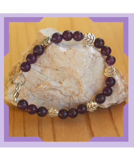 Bracelet Améthyste Feuilles