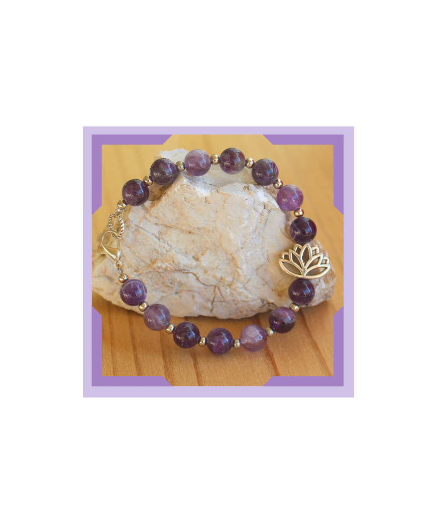Bracelet Lotus en Améthyste