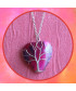 Pendentif  Cœur Arbre de vie en Agate rose