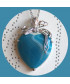 Pendentif Cœur enrubanné en Agate bleue