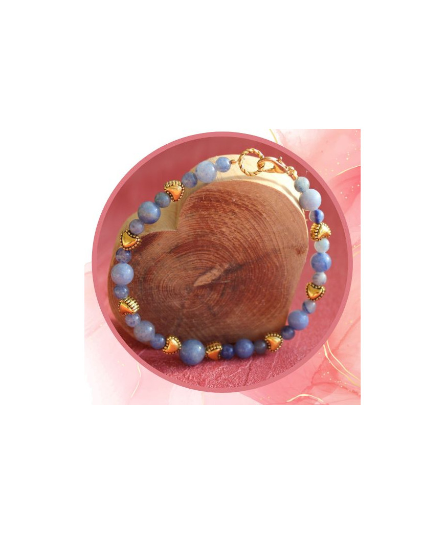 Bracelet Cœurs dorés en Dumortiérite
