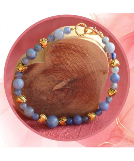 Bracelet Cœurs dorés en Dumortiérite
