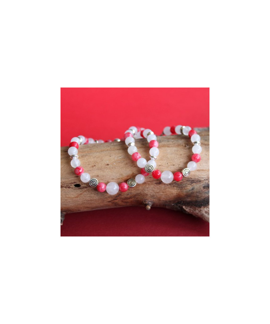 Bracelets Duo en Jade et Agate blanche