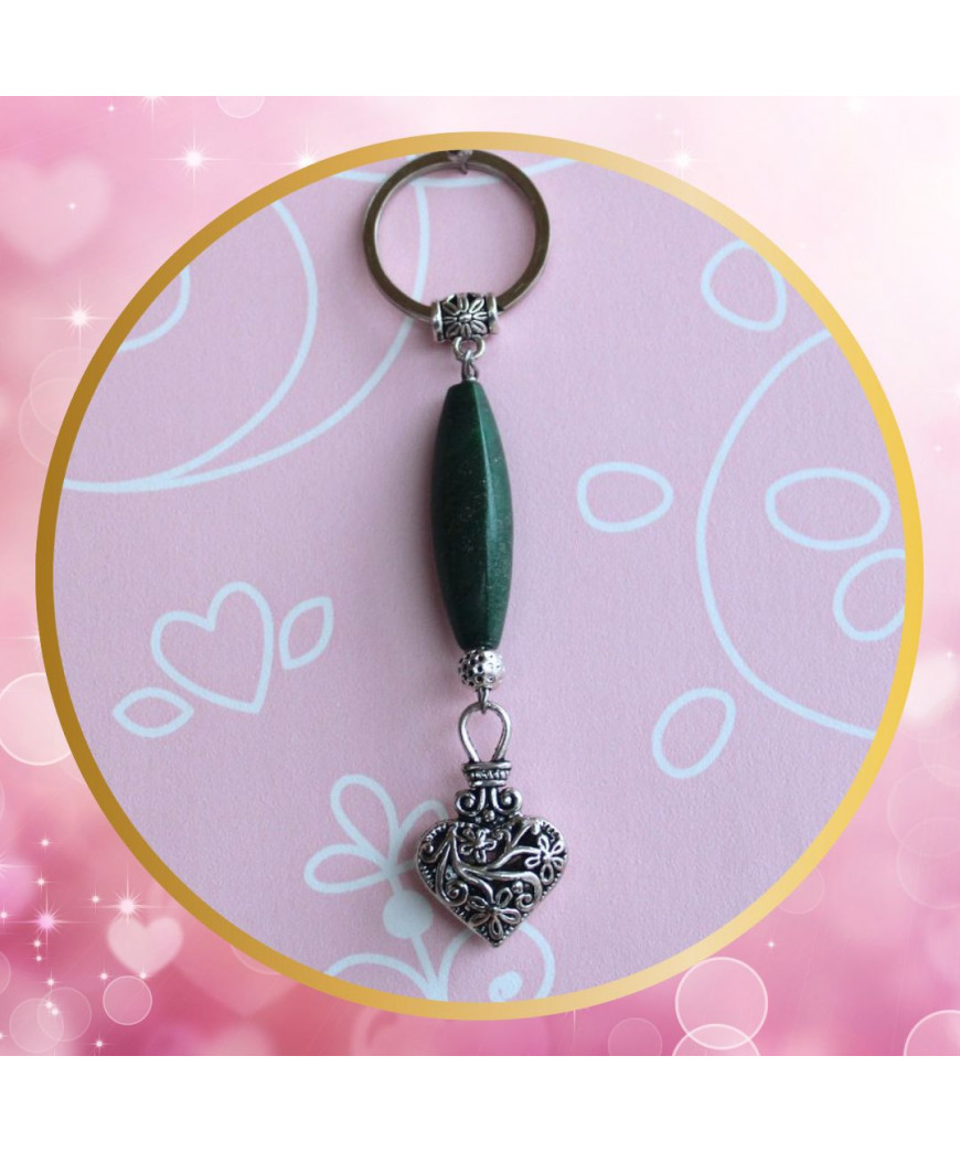 Porte-clefs Cœur en Jade vert