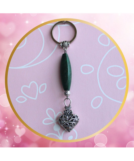 Porte-clefs Cœur en Jade vert