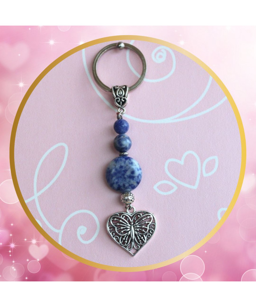 Porte-clefs Cœur en Sodalite