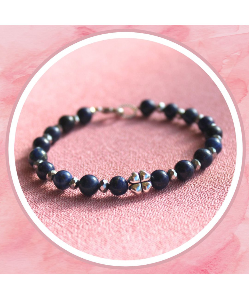 Bracelet Trèfle en Lapis Lazuli