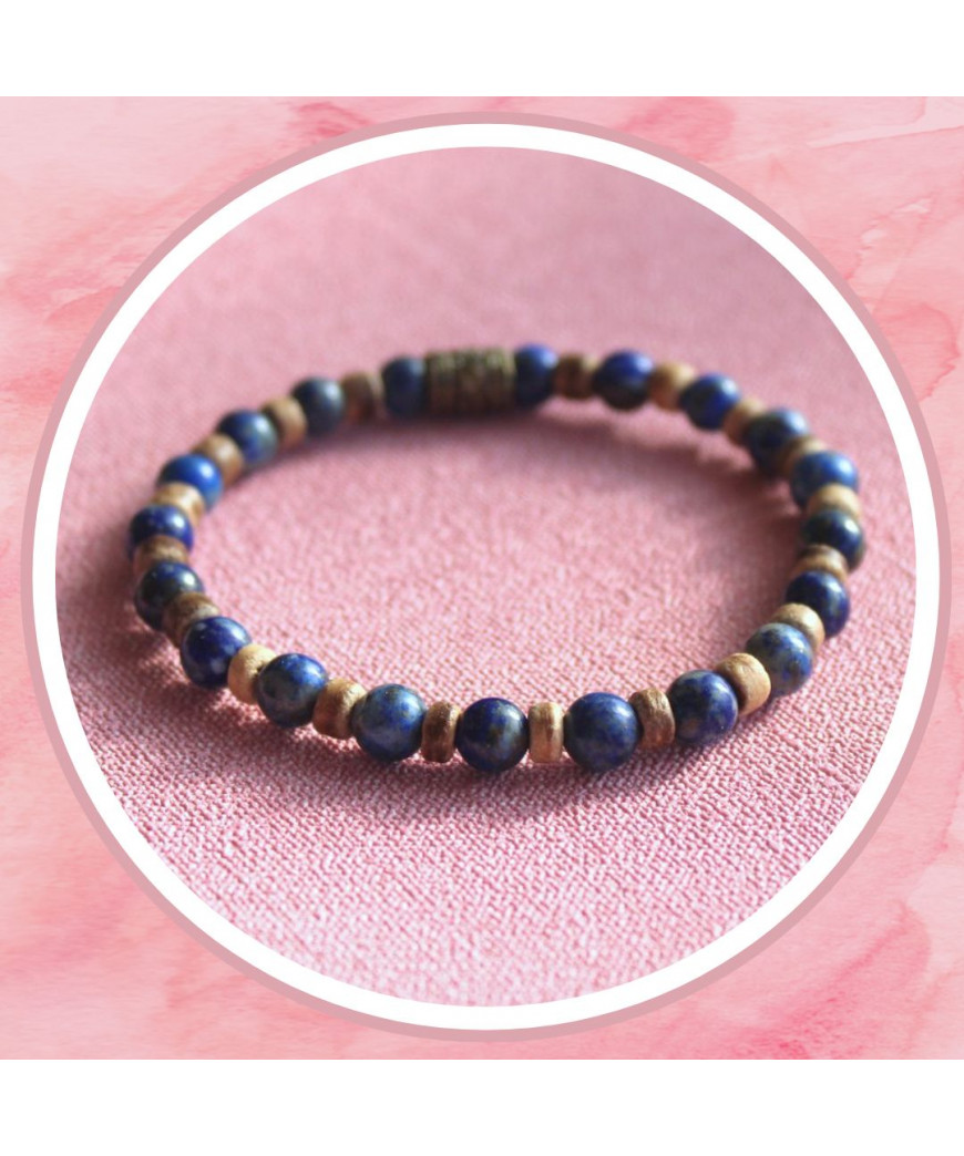 Bracelet  en Lapis Lazuli et bois