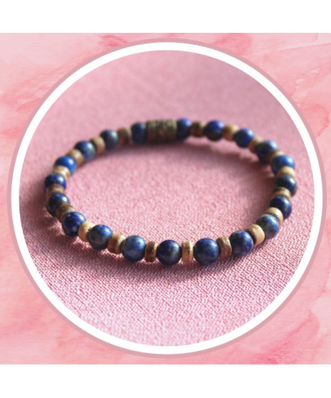 Bracelet  en Lapis Lazuli et bois