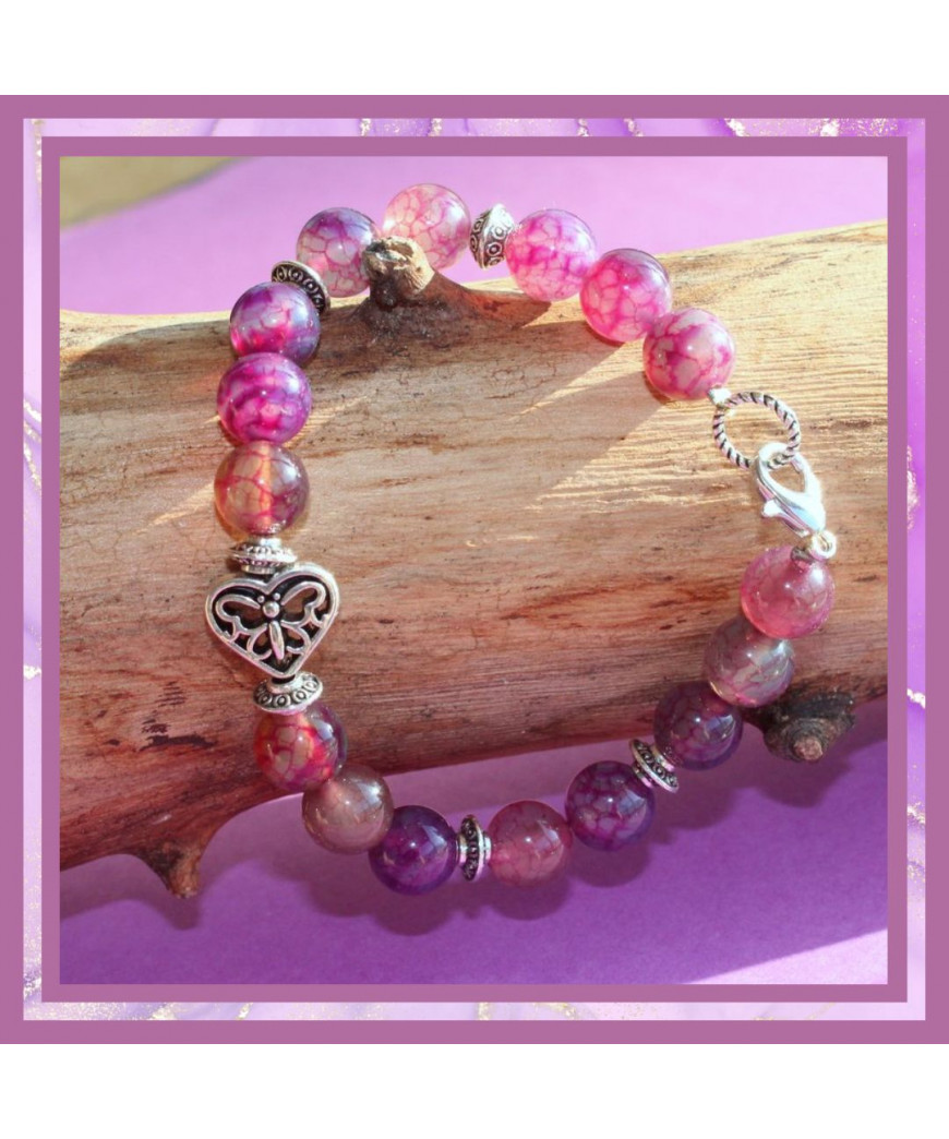 Bracelet Cœur en Agate violette