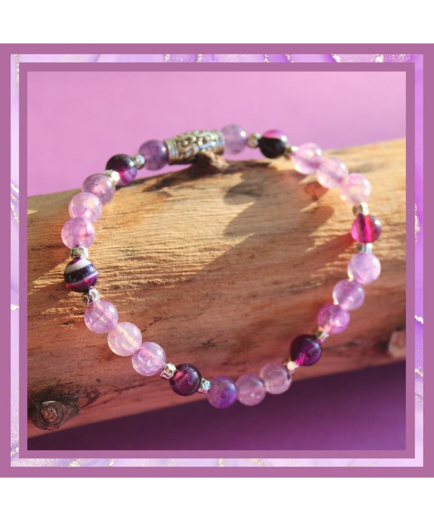 Bracelet Cœur en Agate violette