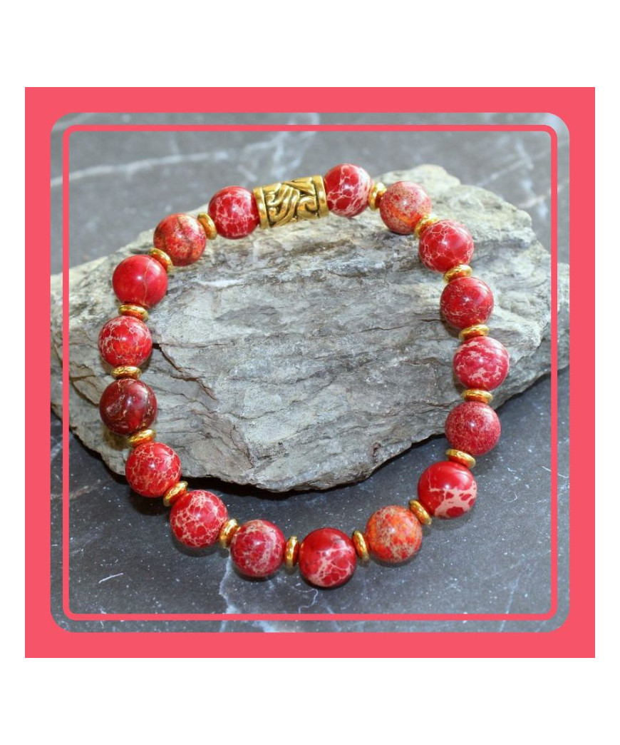 Bracelet en Jaspe Sédiments d'Océan rouge