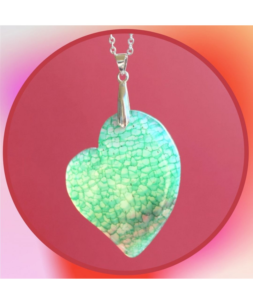 Pendentif Cœur en Agate verte