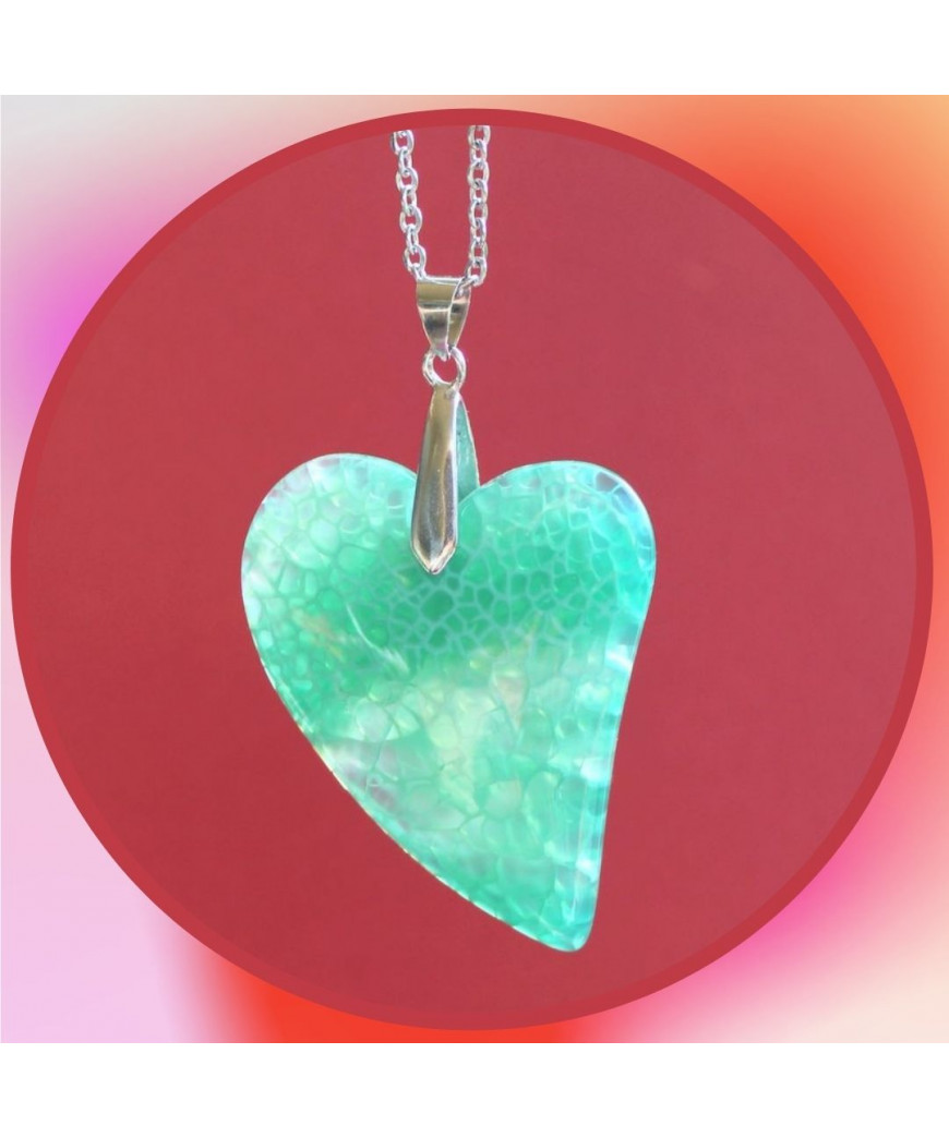 Pendentif Cœur en Agate verte