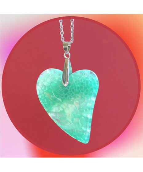Pendentif Cœur en Agate verte