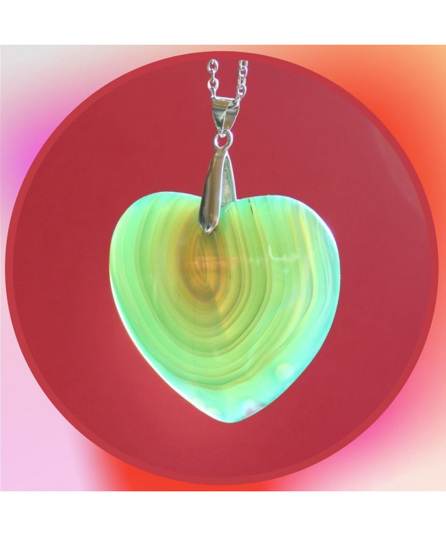 Pendentif Cœur en Agate verte
