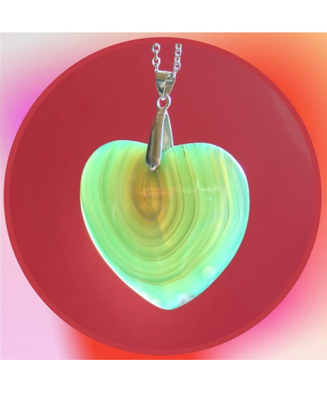Pendentif Cœur en Agate verte