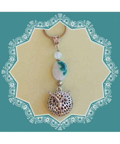 Porte-clefs Chouette en Agate