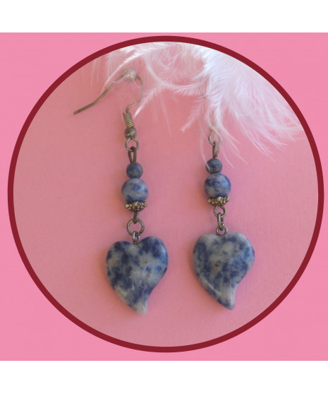 Boucles d'oreilles Cœurs en Sodalite