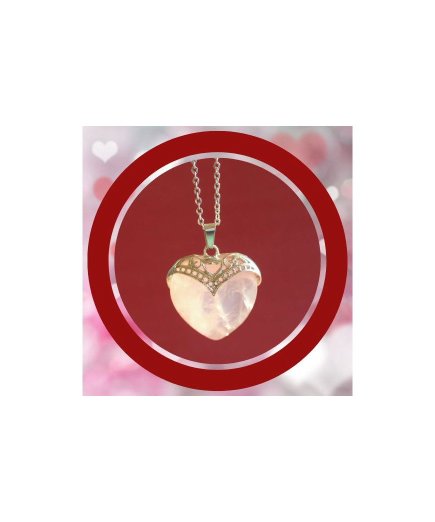 Pendentif Cœur en Quartz rose