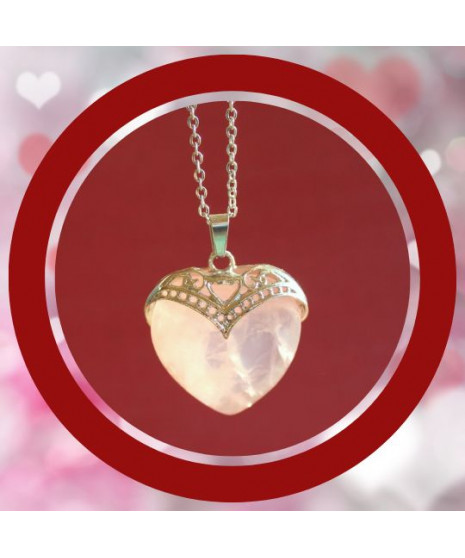 Pendentif Cœur en Quartz rose