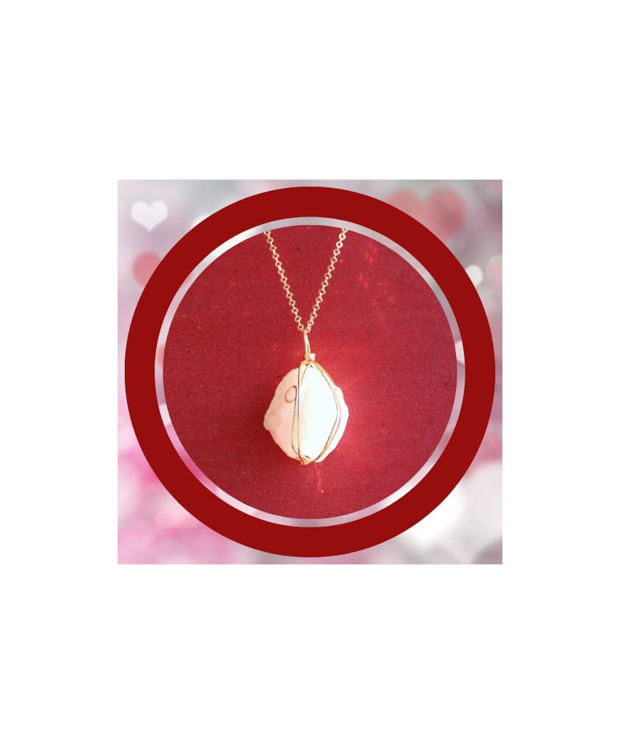 Pendentif  en Quartz rose brut