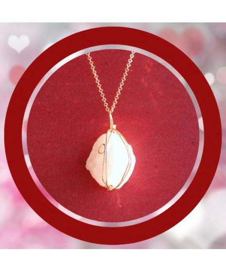 Pendentif  en Quartz rose brut