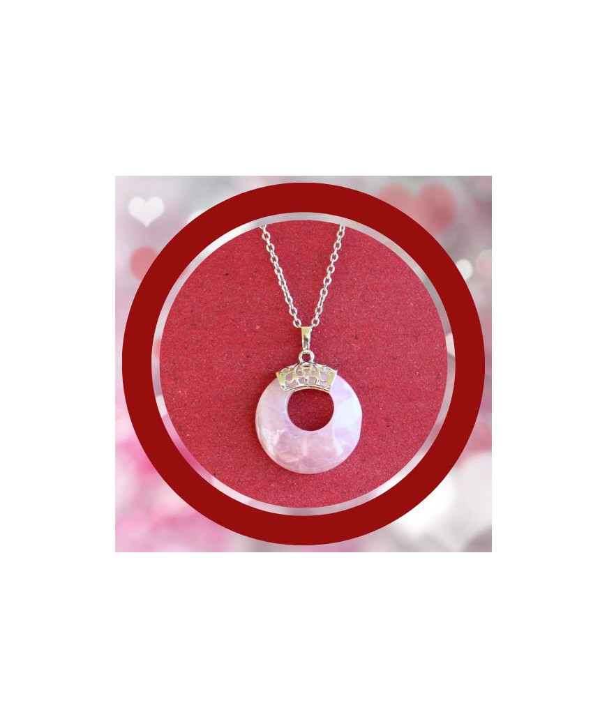 Pendentif  donuts en Quartz rose