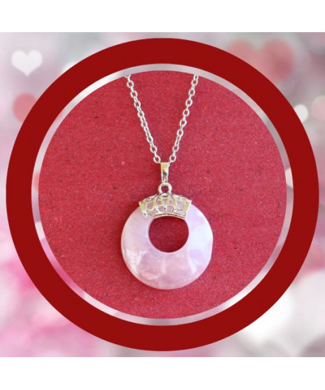 Pendentif  donuts en Quartz rose