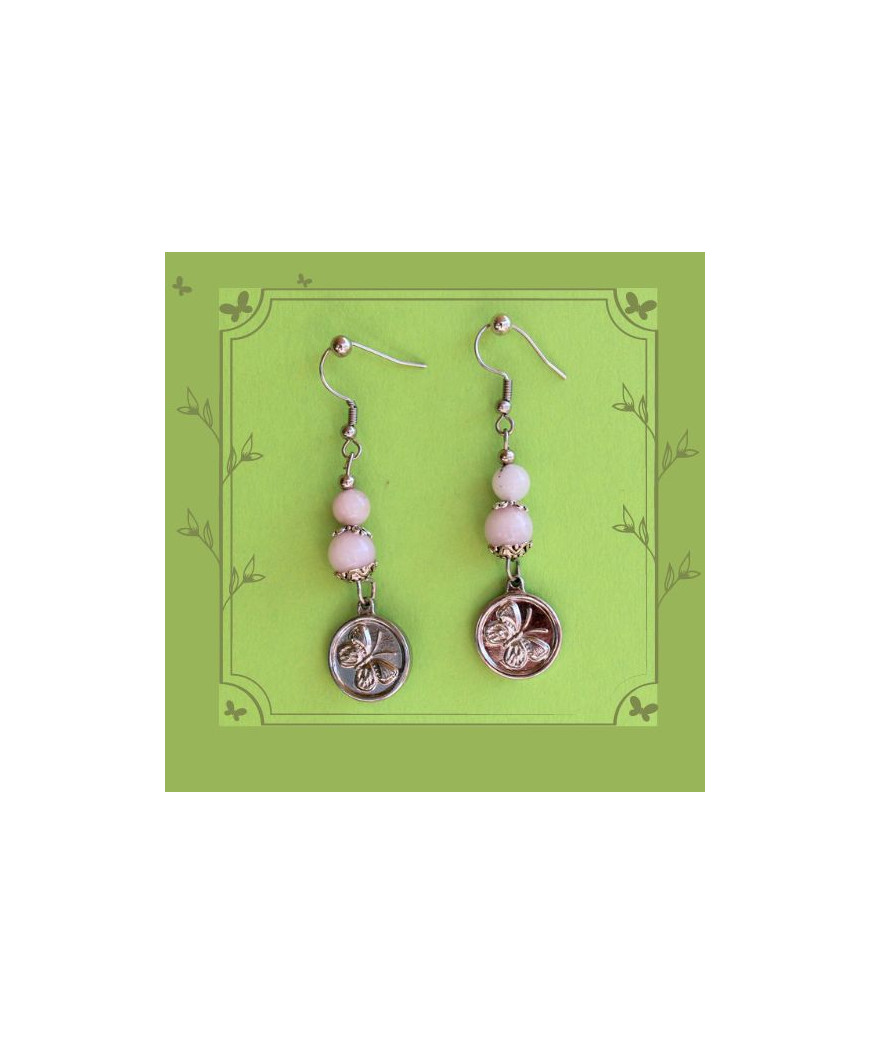 Boucles d'oreilles Papillon en Opale rose