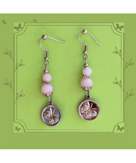Boucles d'oreilles Papillon en Opale rose