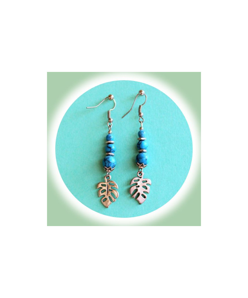Boucles d'oreilles Feuilles en Turquoise