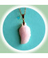 Pendentif Feuille en Quartz rose