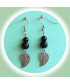 Boucles d'oreilles Feuilles en Agate noire