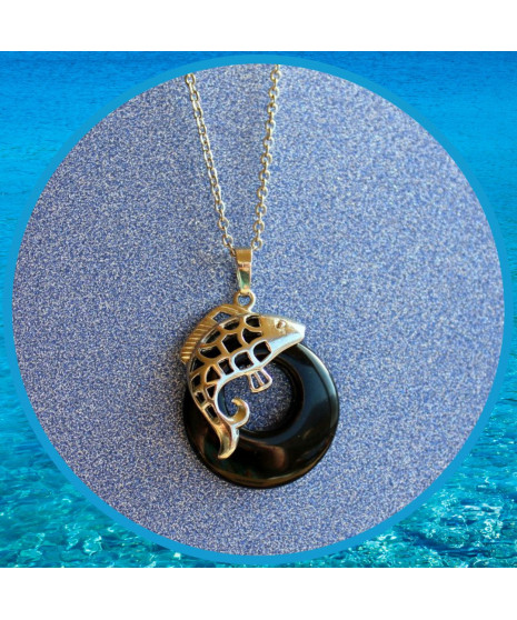Pendentif Poisson en Agate noire