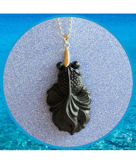 Pendentif Poisson en Obsidienne noire