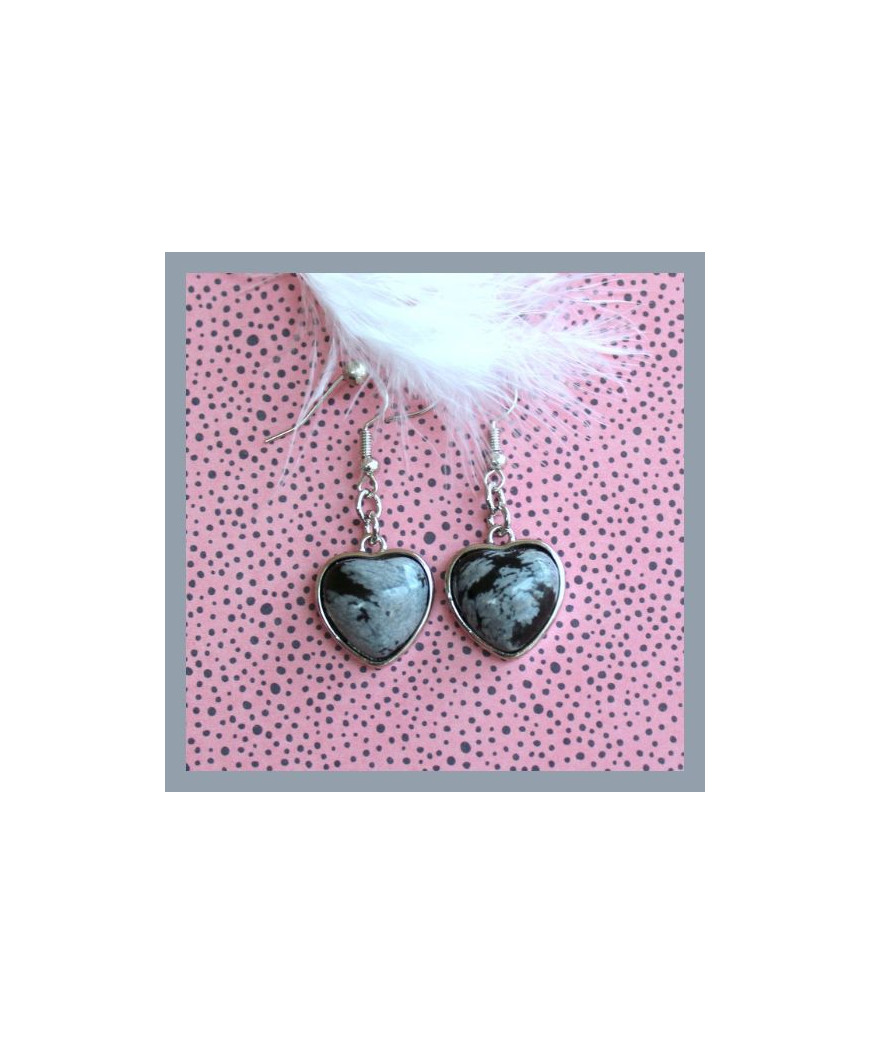 Boucles d'oreilles en Obsidienne flocons de neige