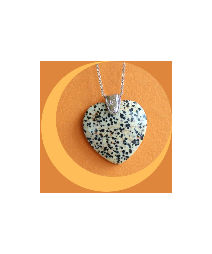 Pendentif Cœur en Jaspe dalmatien