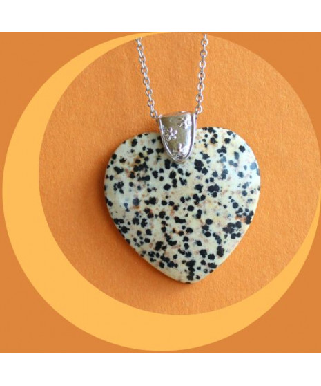 Pendentif Cœur en Jaspe dalmatien