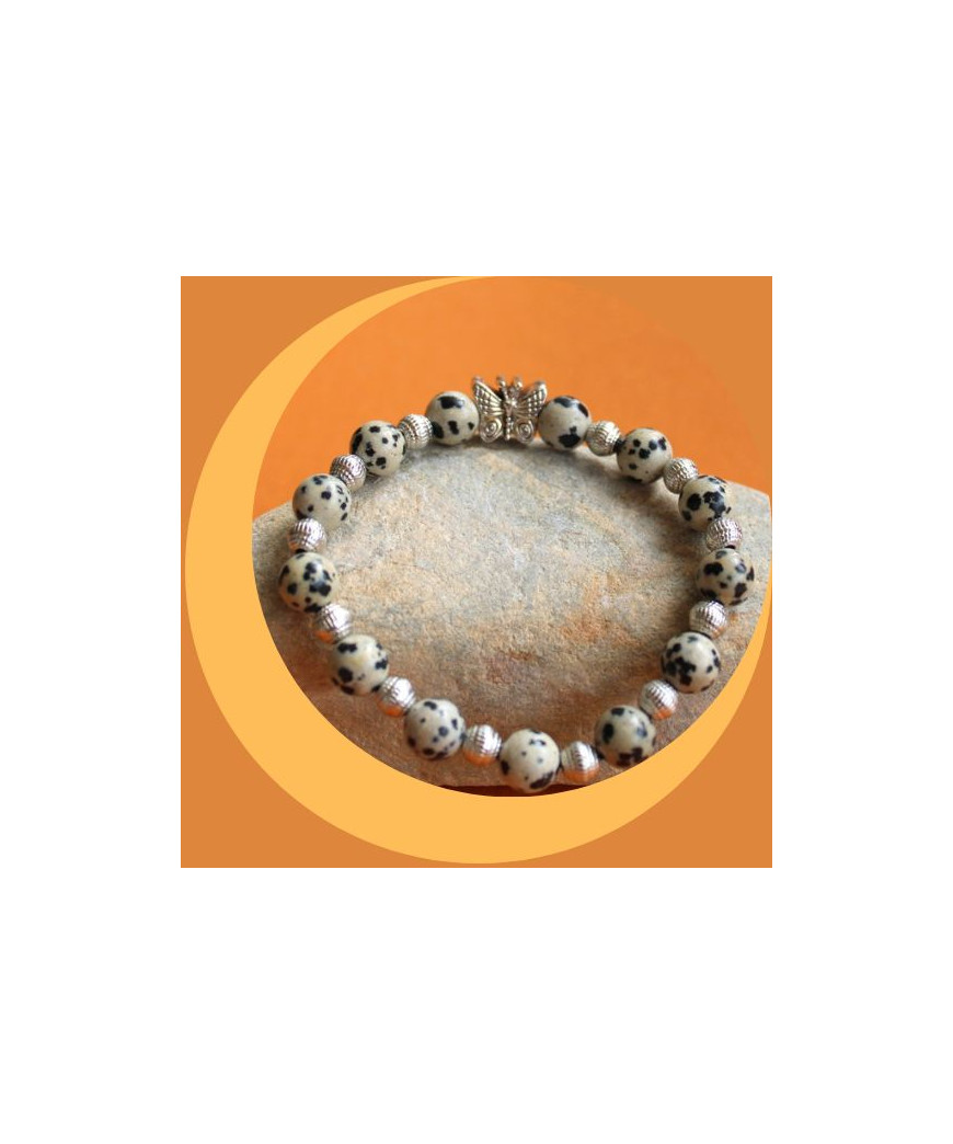 Bracelet Papillon en Jaspe dalmatien