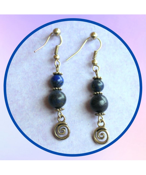 Boucles d'oreilles Spirales en Lapis Lazuli