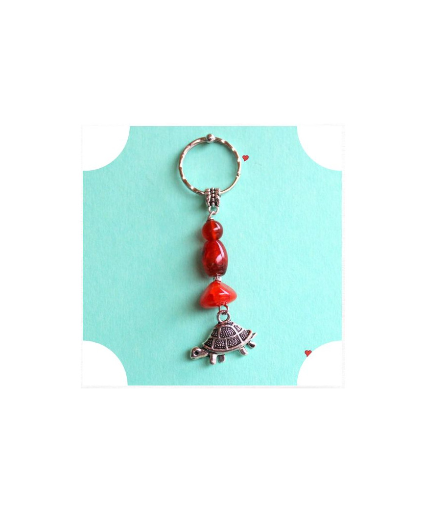 Porte-clefs Tortues en Agate rouge