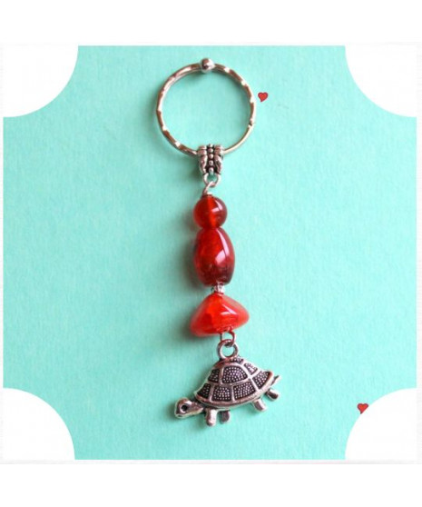 Porte-clefs Tortues en Agate rouge