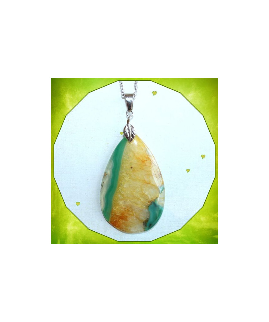 Pendentif Agate vert et jaune