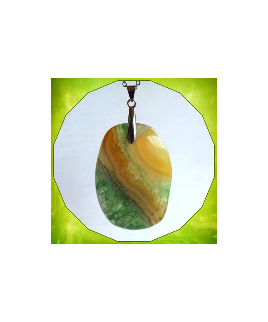 Pendentif Agate vert et jaune